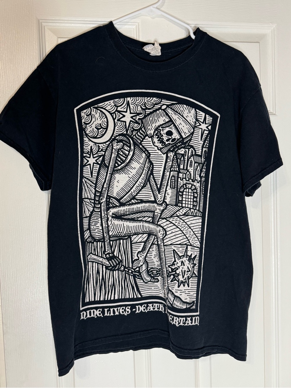 Nine Lives - Death is Certain - Rare Black Graphic T-shirt